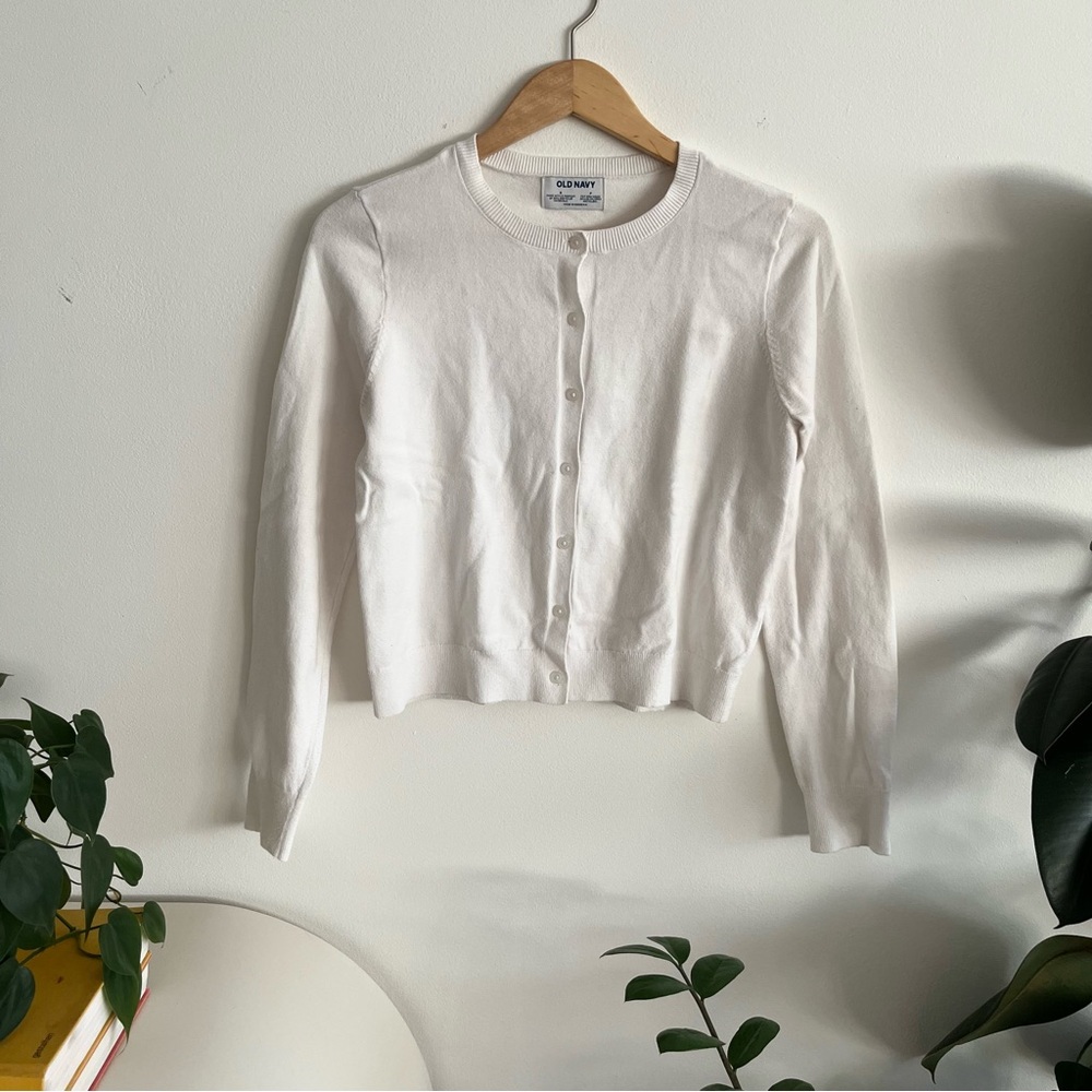 Old Navy White Cardigan Sweater